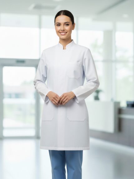 Jaleco Gabardine Gola de Padre Feminino