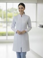 Jaleco Gabardine Gola de Padre com Zíper Feminino